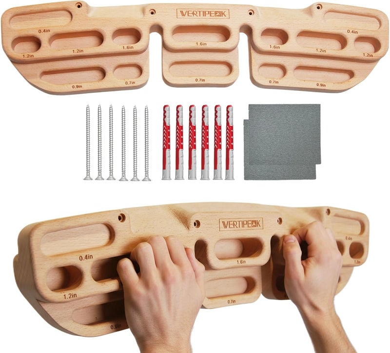VERTIPEAK Store Wooden Climbing Hangboard with 2 Angle Slopes (15° & 45°) & 5 Depths Pockets, Rock Climbing Board for Finger Strength, Hanging Practice, Grip Endurance and Pull-up Training Indoor - Image 1